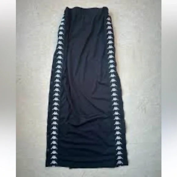 VTG Kappa Track Skirt Black White Button Snaps Adjustable size Large 2000s Y2K - Picture 3 of 9